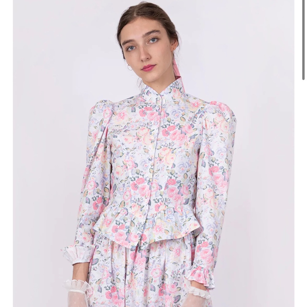 Laura Ashley x BATSHEVA Grace Blouse in Quartet SIZE 2